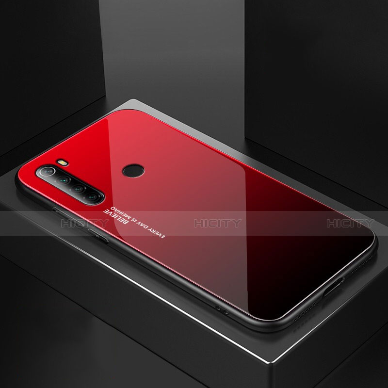 Custodia Silicone Specchio Laterale Cover per Xiaomi Redmi Note 8 (2021) Rosso