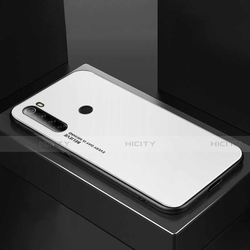 Custodia Silicone Specchio Laterale Cover per Xiaomi Redmi Note 8 Bianco