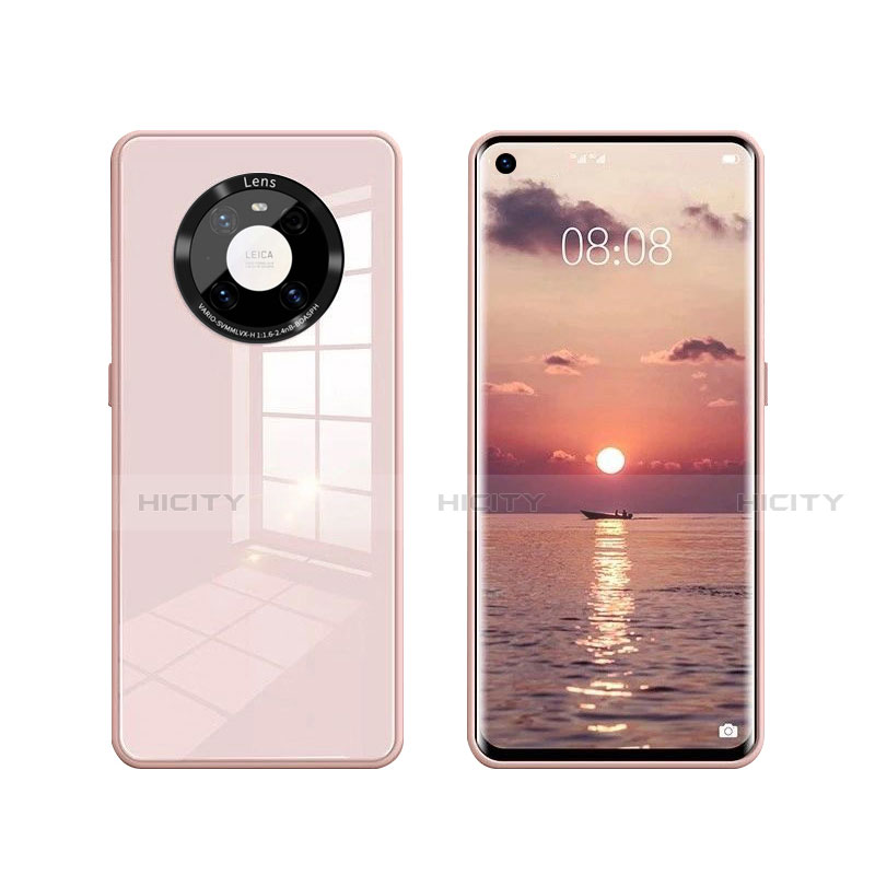 Custodia Silicone Specchio Laterale Cover T01 per Huawei Mate 40 Rosa