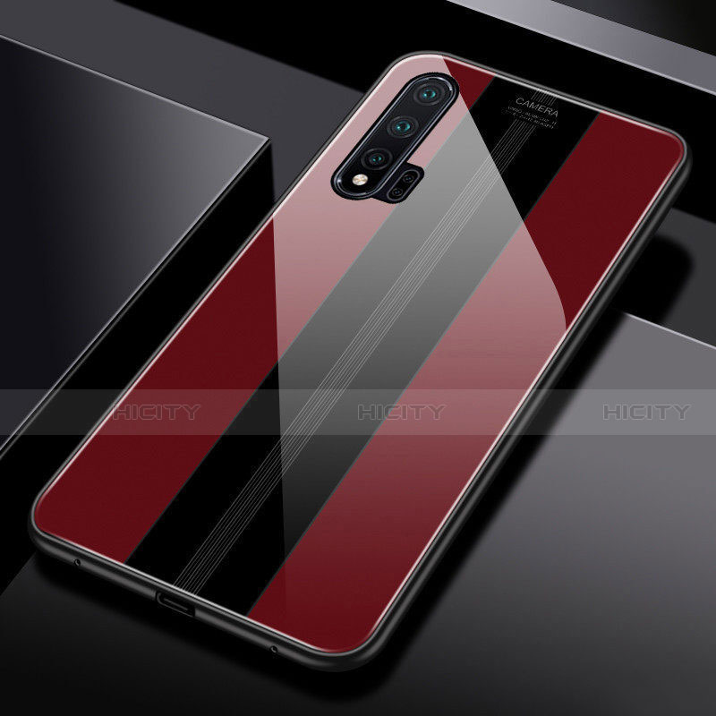 Custodia Silicone Specchio Laterale Cover T01 per Huawei Nova 6 5G Rosso