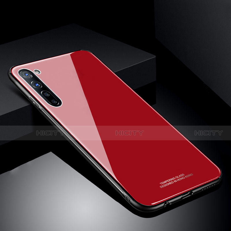 Custodia Silicone Specchio Laterale Cover T01 per Oppo A91 Rosso