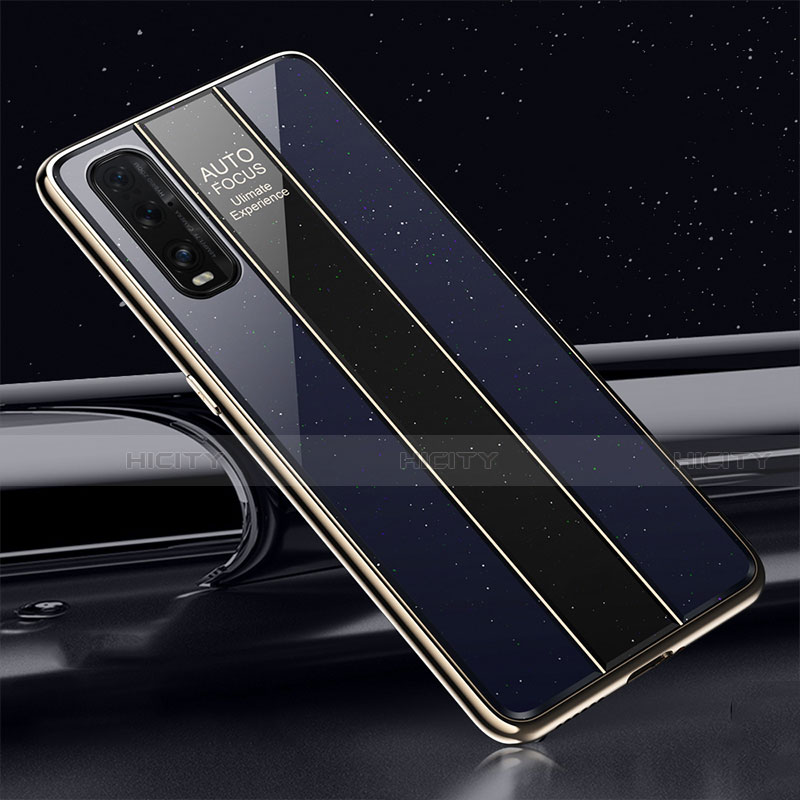 Custodia Silicone Specchio Laterale Cover T01 per Oppo Find X2 Blu