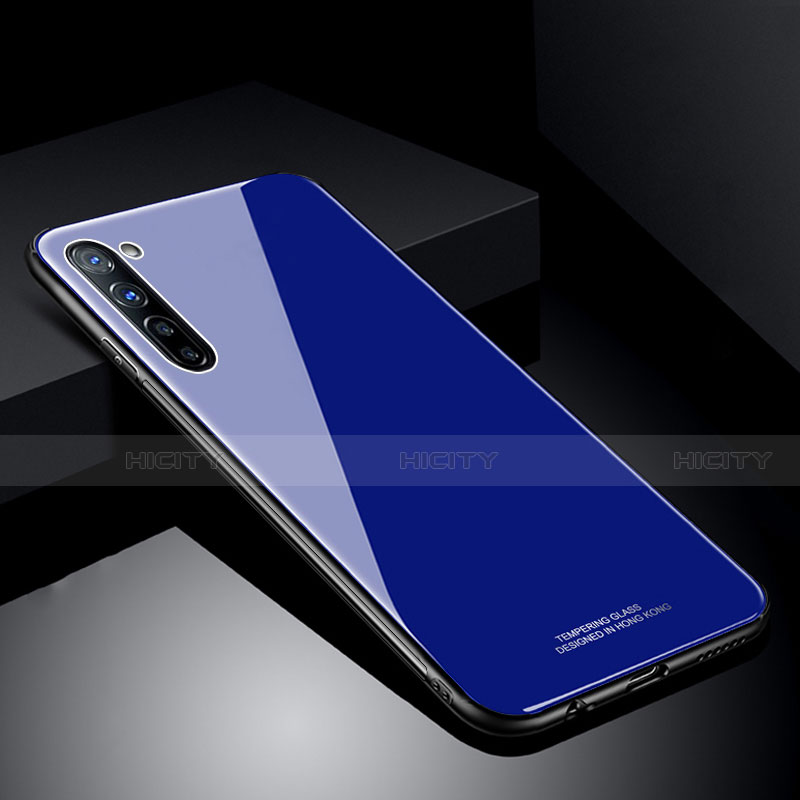 Custodia Silicone Specchio Laterale Cover T01 per Oppo Reno3 Blu