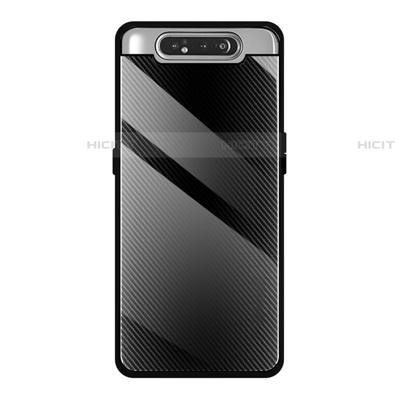 Custodia Silicone Specchio Laterale Cover T01 per Samsung Galaxy A80 Nero