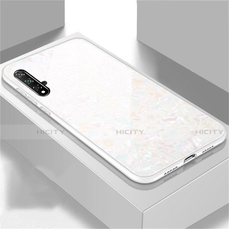 Custodia Silicone Specchio Laterale Cover T02 per Huawei Honor 20 Bianco