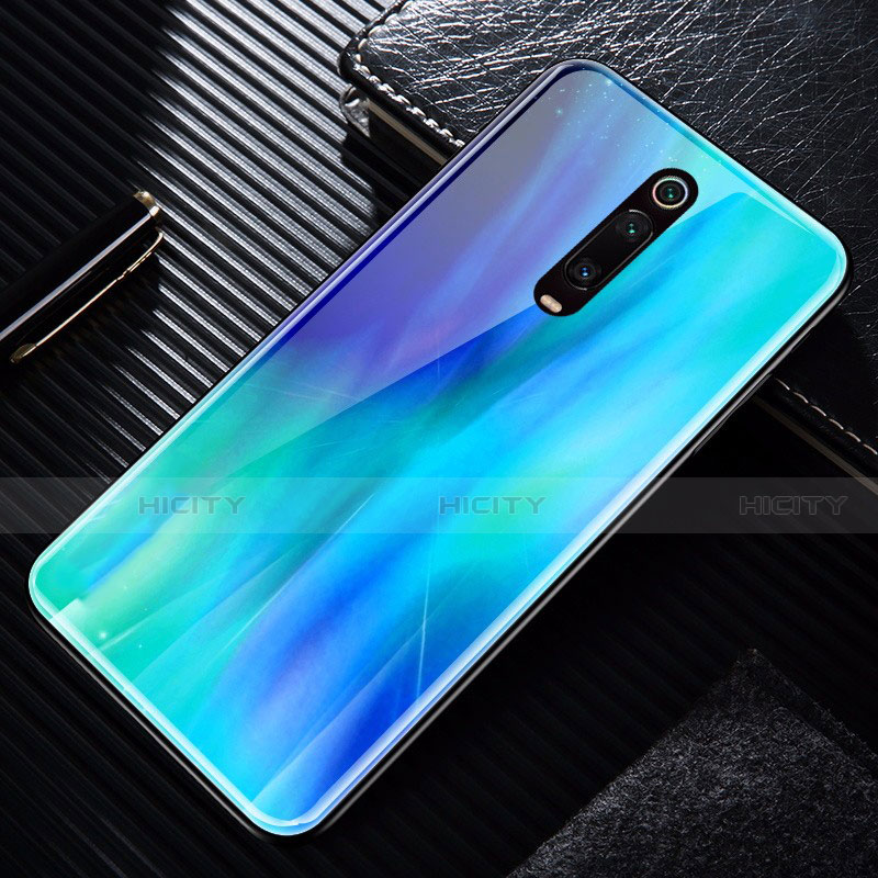 Custodia Silicone Specchio Laterale Cover T02 per Xiaomi Mi 9T Cielo Blu