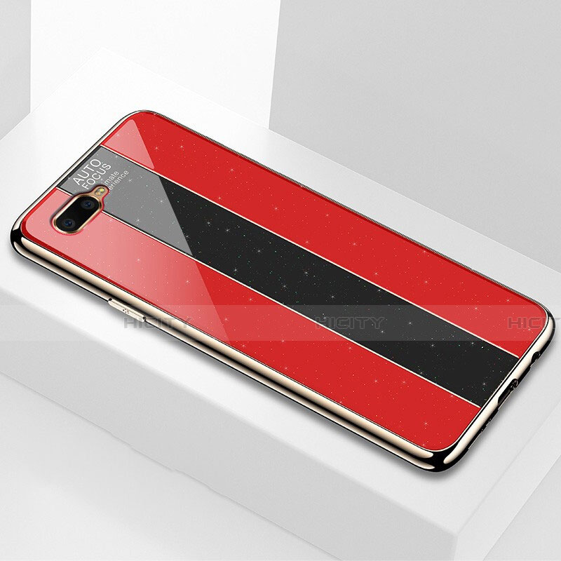 Custodia Silicone Specchio Laterale Cover T04 per Oppo K1 Rosso