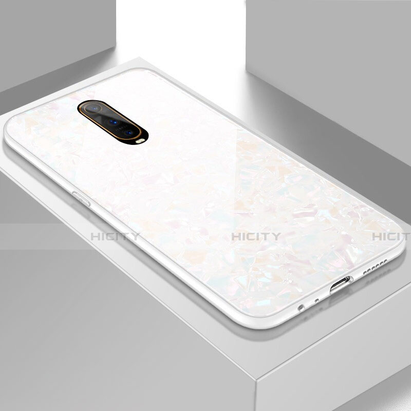 Custodia Silicone Specchio Laterale Cover T05 per Oppo R17 Pro Bianco