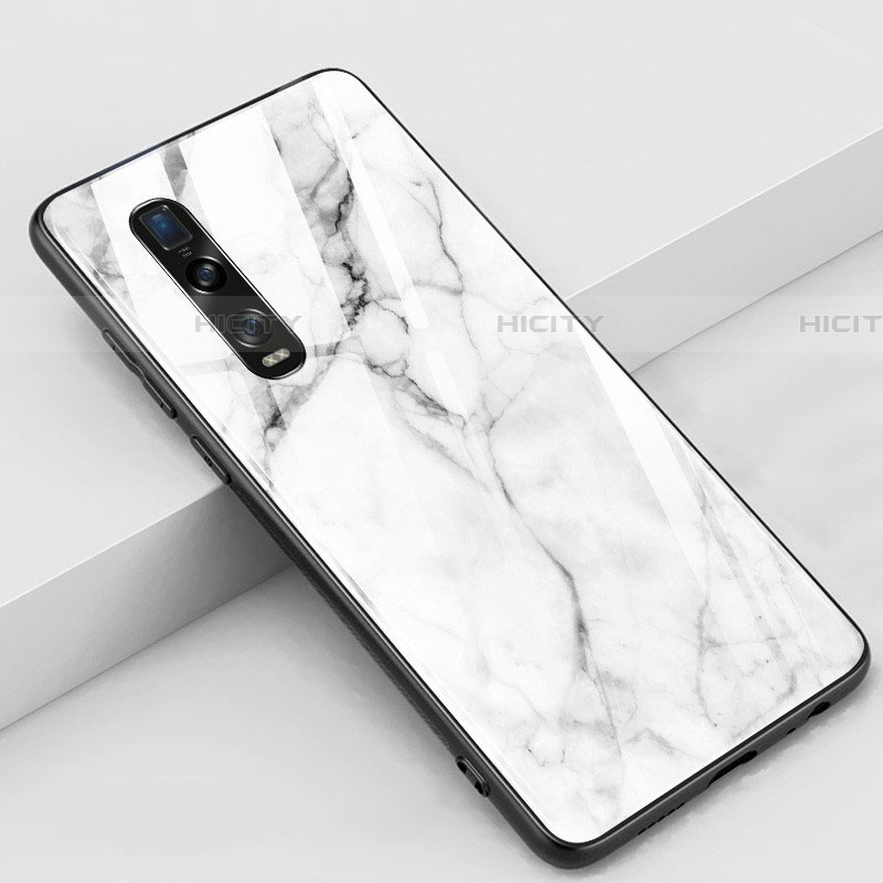 Custodia Silicone Specchio Laterale Cover Z01 per Oppo Find X2 Pro Bianco