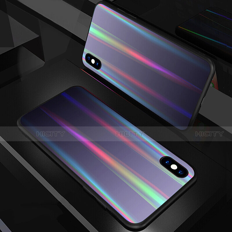 Custodia Silicone Specchio Laterale Sfumato Arcobaleno Cover A01 per Apple iPhone Xs Max