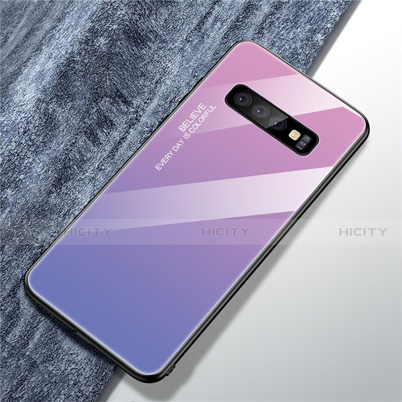 Custodia Silicone Specchio Laterale Sfumato Arcobaleno Cover A01 per Samsung Galaxy S10 Plus