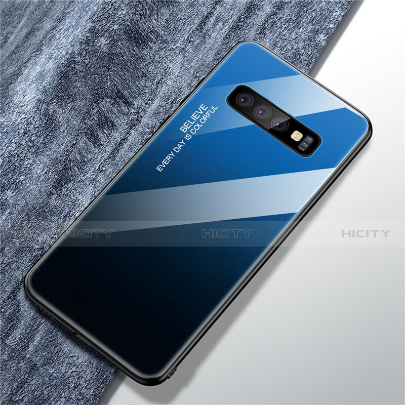 Custodia Silicone Specchio Laterale Sfumato Arcobaleno Cover A01 per Samsung Galaxy S10 Plus Nero