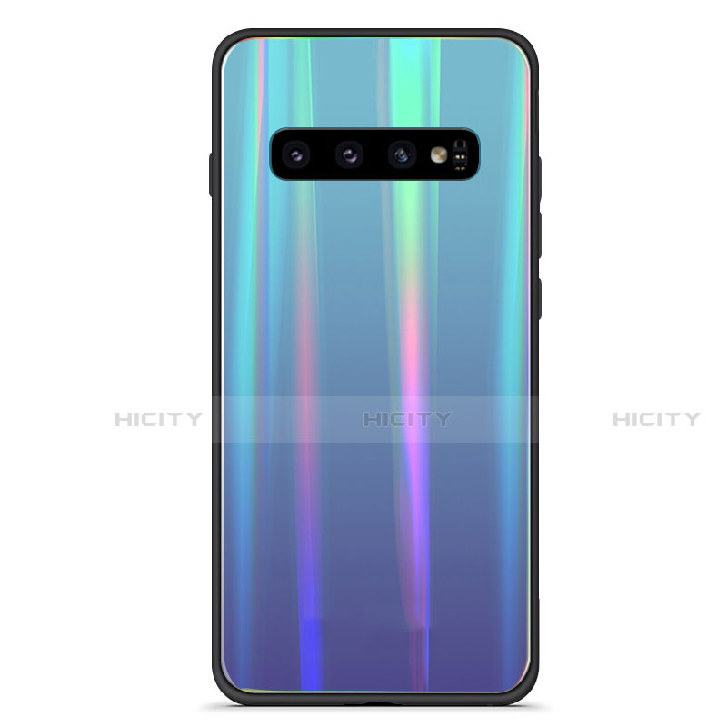 Custodia Silicone Specchio Laterale Sfumato Arcobaleno Cover A02 per Samsung Galaxy S10 Plus