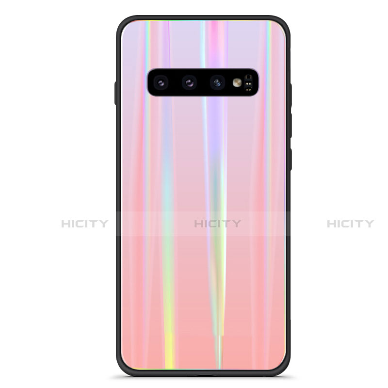 Custodia Silicone Specchio Laterale Sfumato Arcobaleno Cover A02 per Samsung Galaxy S10 Plus