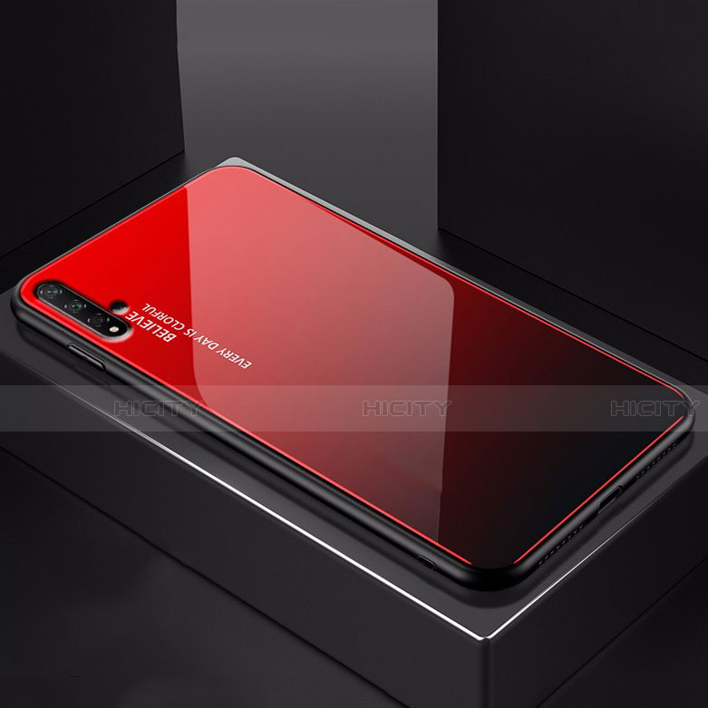 Custodia Silicone Specchio Laterale Sfumato Arcobaleno Cover H01 per Huawei Honor 20S Rosso