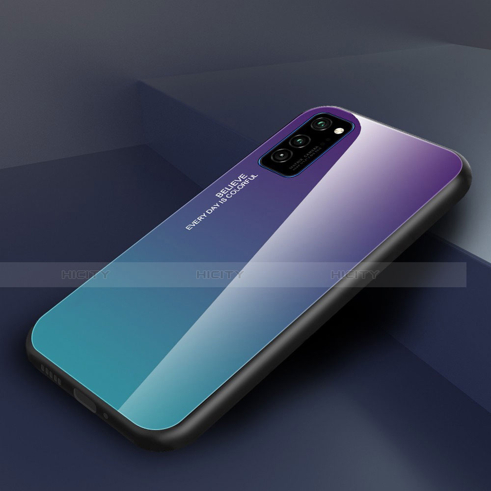 Custodia Silicone Specchio Laterale Sfumato Arcobaleno Cover H01 per Huawei Honor V30 Pro 5G Viola