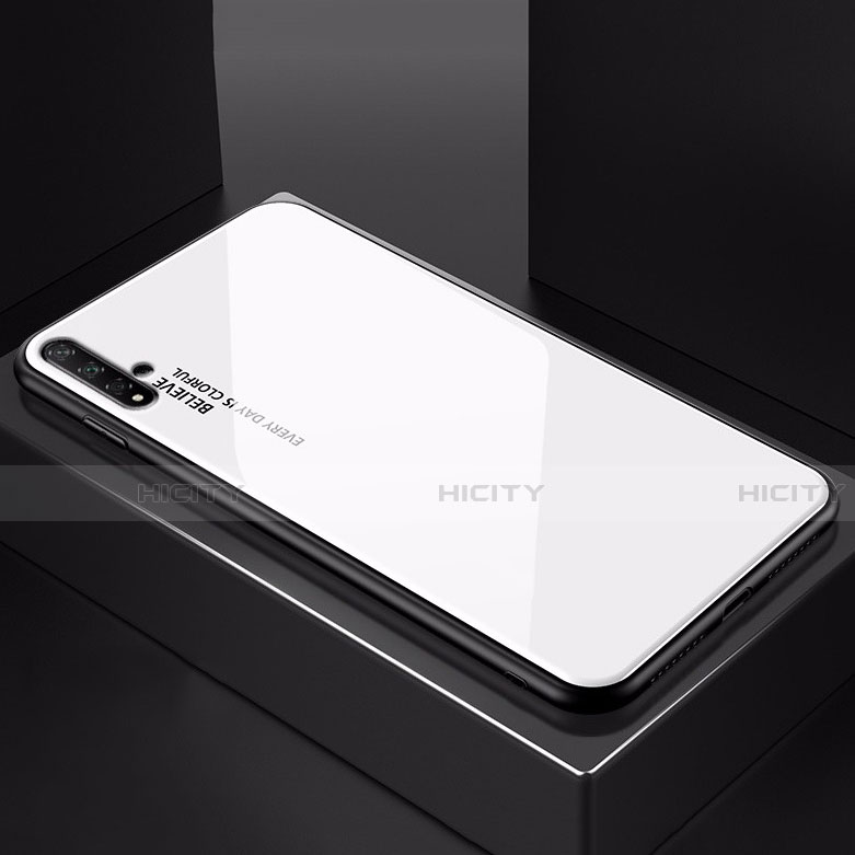 Custodia Silicone Specchio Laterale Sfumato Arcobaleno Cover H01 per Huawei Nova 5T Bianco