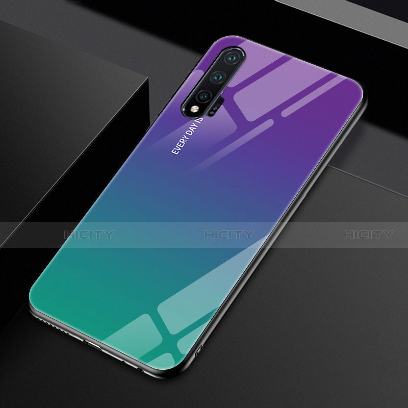 Custodia Silicone Specchio Laterale Sfumato Arcobaleno Cover H01 per Huawei Nova 6 5G Viola