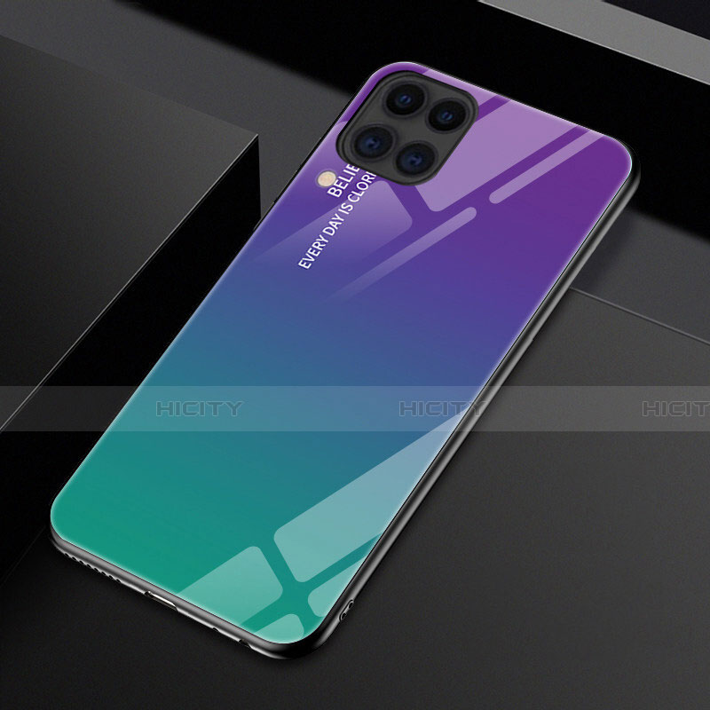 Custodia Silicone Specchio Laterale Sfumato Arcobaleno Cover H01 per Huawei Nova 6 SE Viola