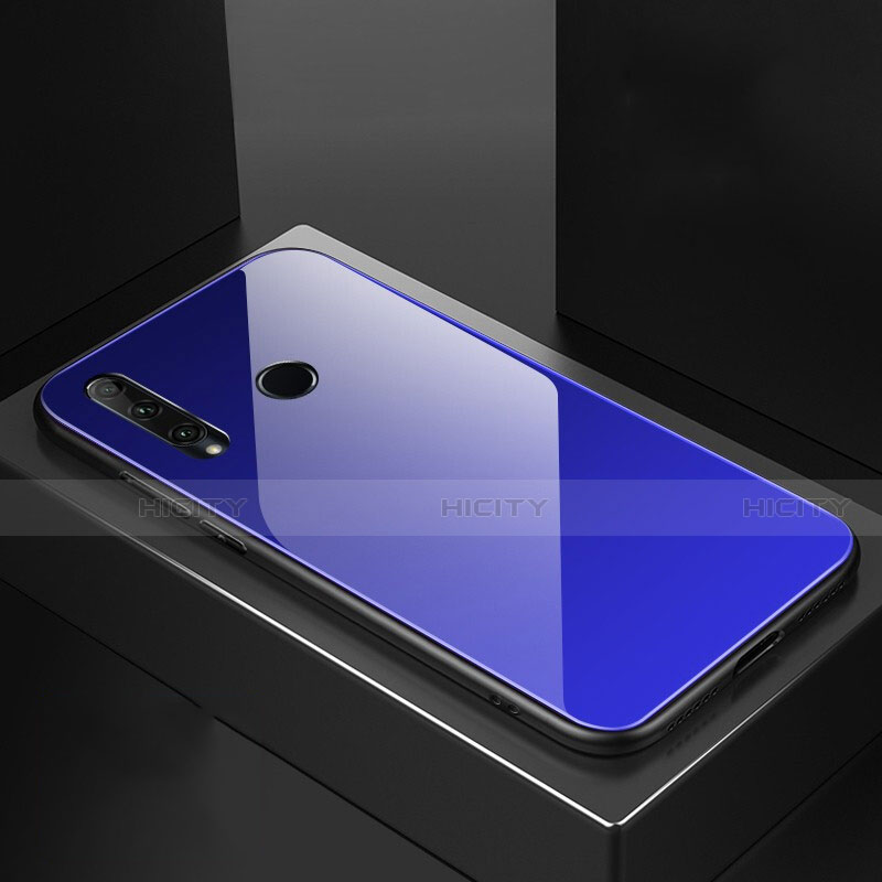 Custodia Silicone Specchio Laterale Sfumato Arcobaleno Cover H01 per Huawei P Smart+ Plus (2019) Blu