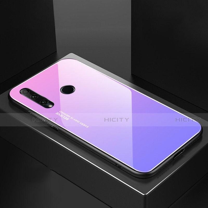 Custodia Silicone Specchio Laterale Sfumato Arcobaleno Cover H01 per Huawei P Smart+ Plus (2019) Viola