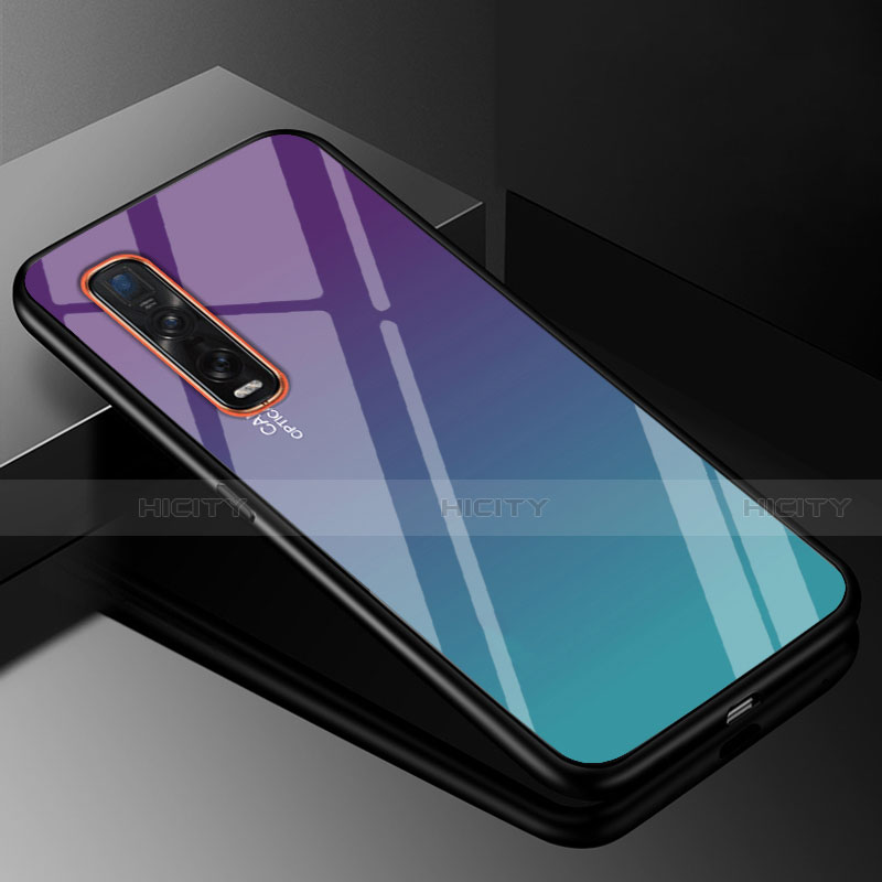 Custodia Silicone Specchio Laterale Sfumato Arcobaleno Cover H01 per Oppo Find X2 Pro