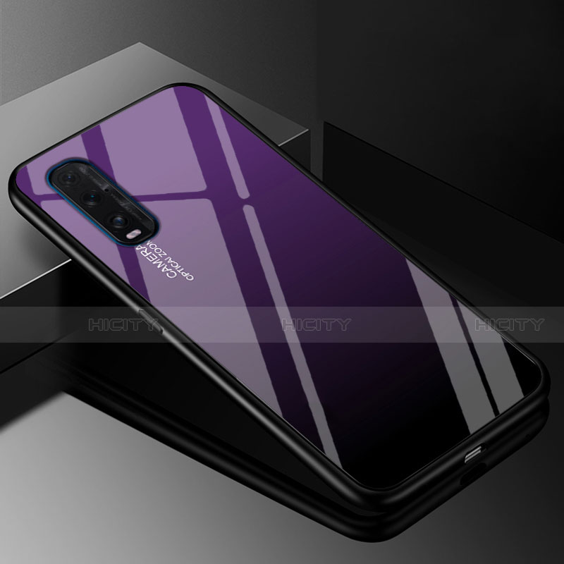 Custodia Silicone Specchio Laterale Sfumato Arcobaleno Cover H01 per Oppo Find X2 Viola