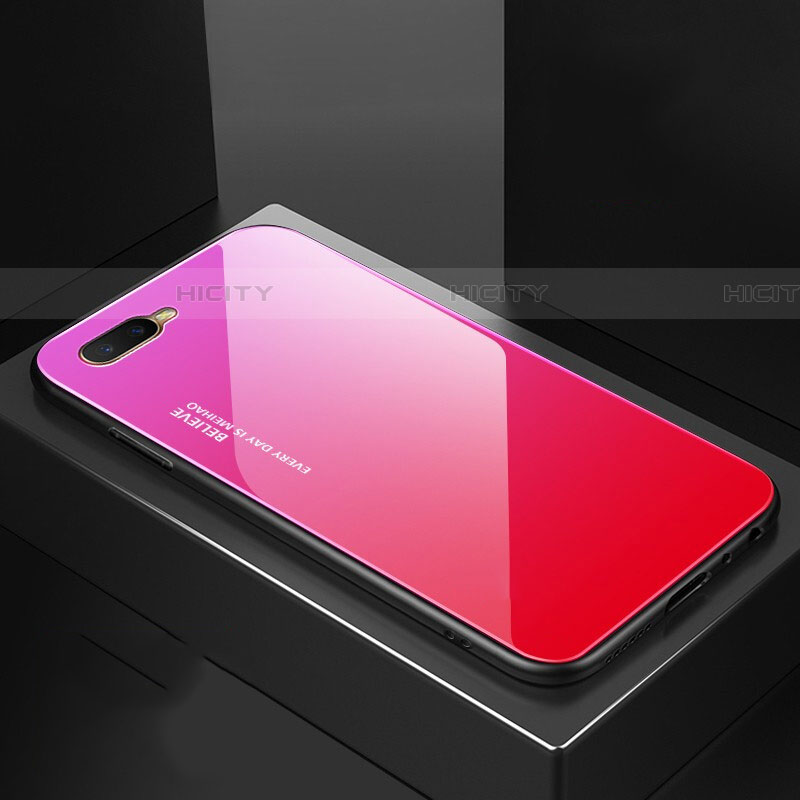 Custodia Silicone Specchio Laterale Sfumato Arcobaleno Cover H01 per Oppo RX17 Neo