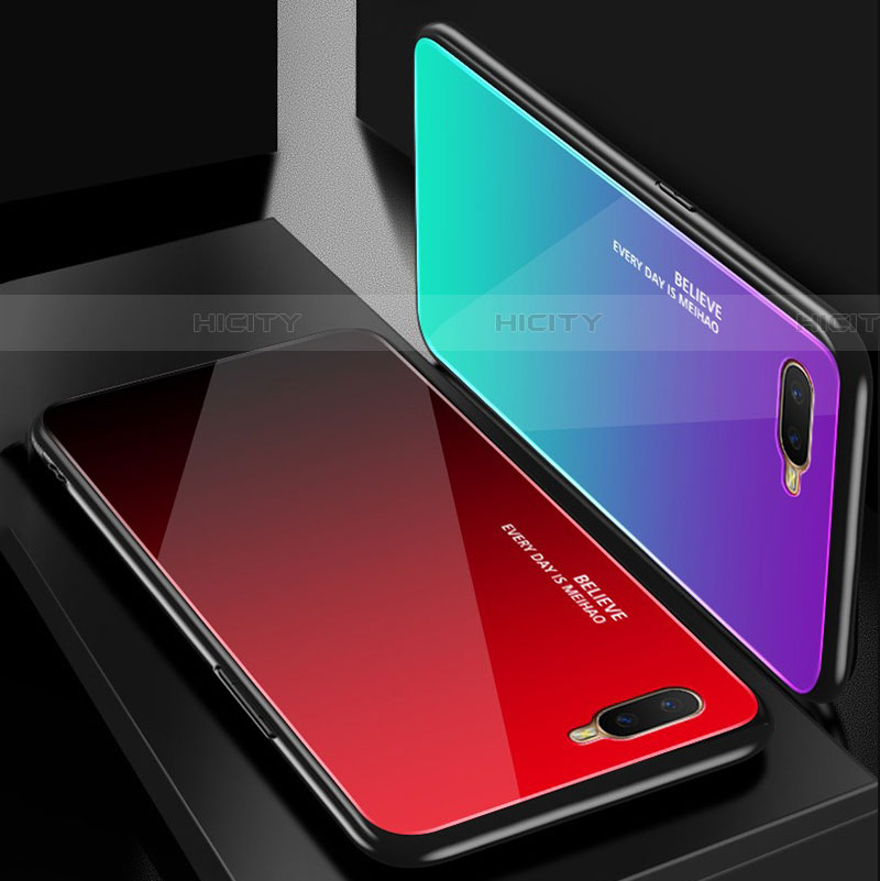 Custodia Silicone Specchio Laterale Sfumato Arcobaleno Cover H01 per Oppo RX17 Neo