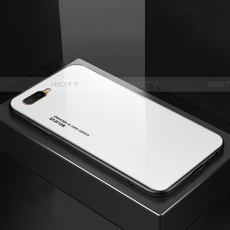 Custodia Silicone Specchio Laterale Sfumato Arcobaleno Cover H01 per Oppo RX17 Neo Bianco