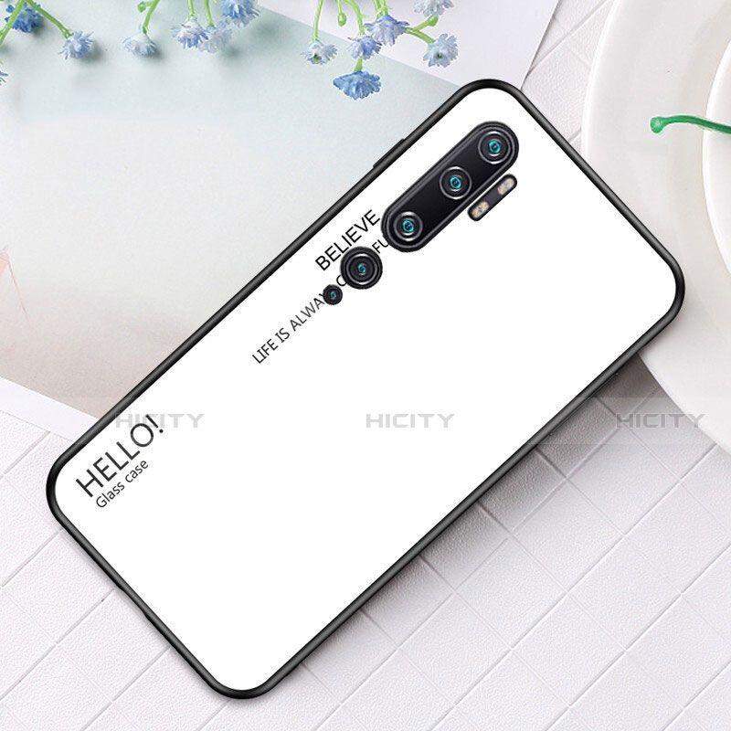 Custodia Silicone Specchio Laterale Sfumato Arcobaleno Cover H01 per Xiaomi Mi Note 10