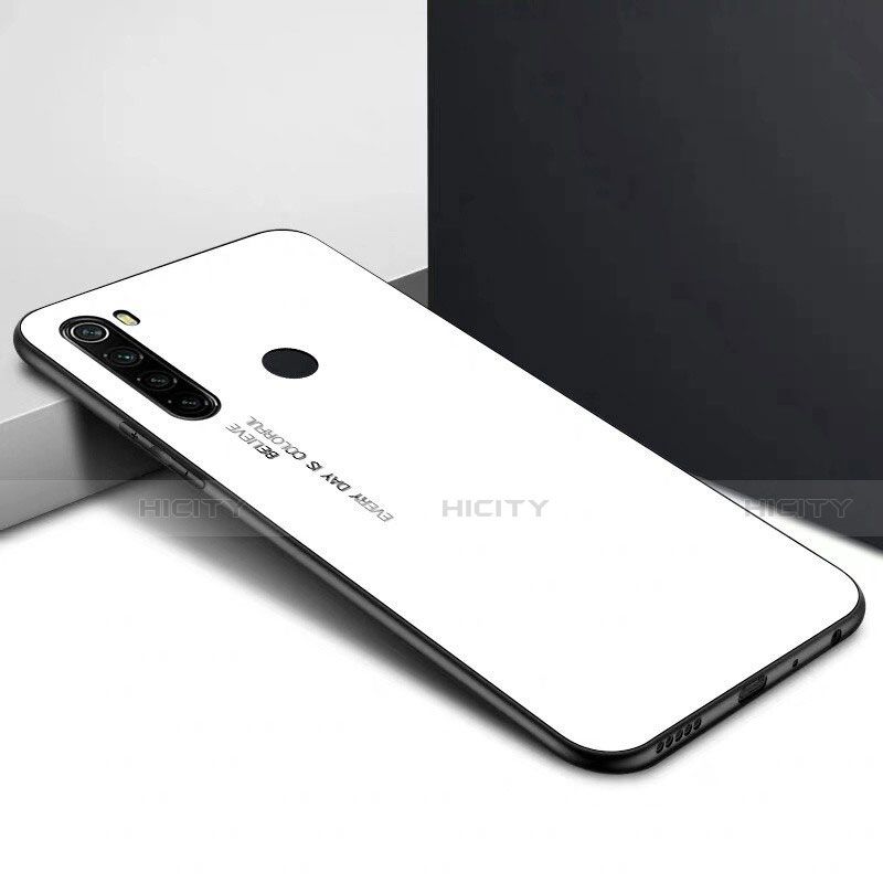 Custodia Silicone Specchio Laterale Sfumato Arcobaleno Cover H01 per Xiaomi Redmi Note 8T Bianco