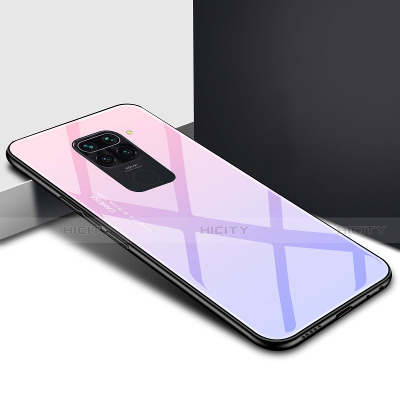 Custodia Silicone Specchio Laterale Sfumato Arcobaleno Cover H01 per Xiaomi Redmi Note 9 Viola