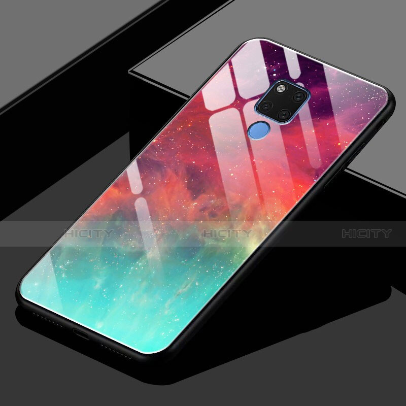 Custodia Silicone Specchio Laterale Sfumato Arcobaleno Cover H02 per Huawei Mate 20 X 5G