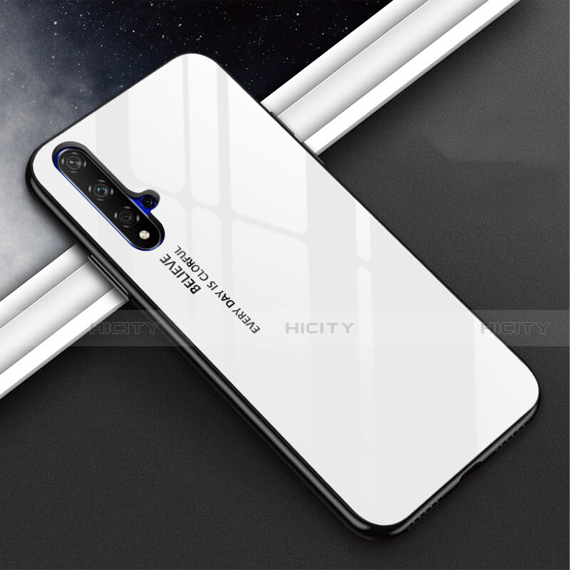 Custodia Silicone Specchio Laterale Sfumato Arcobaleno Cover H02 per Huawei Nova 5 Bianco