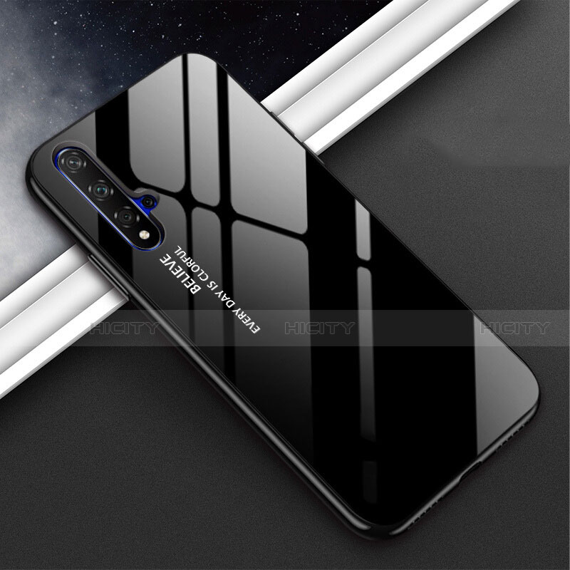 Custodia Silicone Specchio Laterale Sfumato Arcobaleno Cover H02 per Huawei Nova 5 Pro Nero