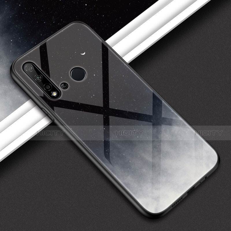 Custodia Silicone Specchio Laterale Sfumato Arcobaleno Cover H02 per Huawei Nova 5i Grigio