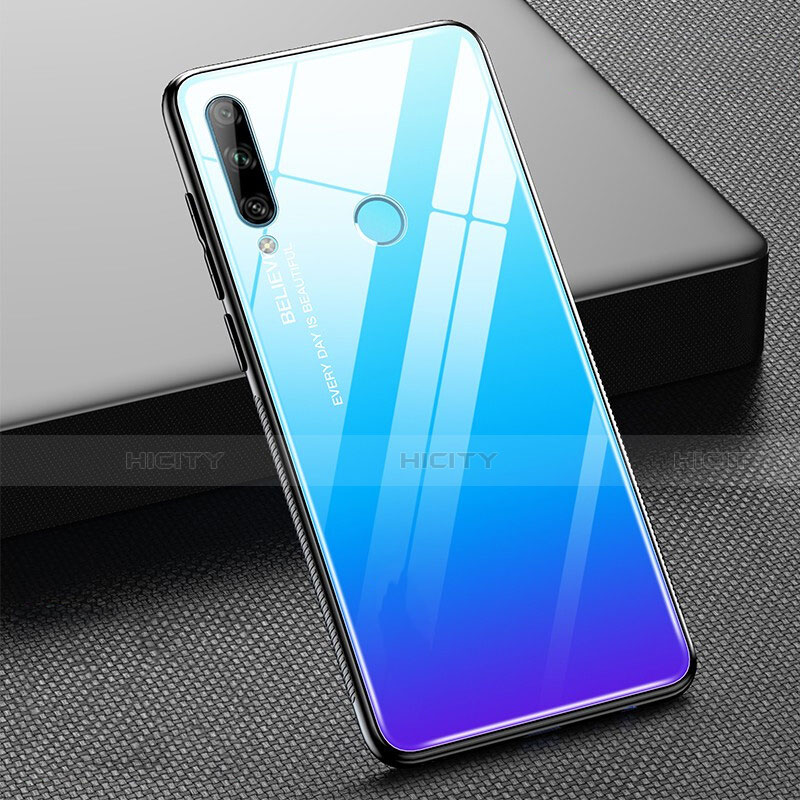 Custodia Silicone Specchio Laterale Sfumato Arcobaleno Cover H02 per Huawei P Smart+ Plus (2019) Cielo Blu