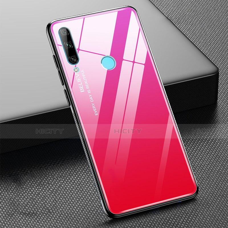 Custodia Silicone Specchio Laterale Sfumato Arcobaleno Cover H02 per Huawei P Smart+ Plus (2019) Rosso