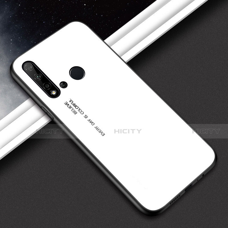 Custodia Silicone Specchio Laterale Sfumato Arcobaleno Cover H02 per Huawei P20 Lite (2019) Bianco