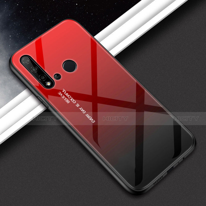 Custodia Silicone Specchio Laterale Sfumato Arcobaleno Cover H02 per Huawei P20 Lite (2019) Rosso