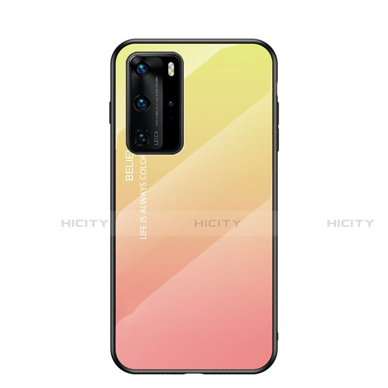 Custodia Silicone Specchio Laterale Sfumato Arcobaleno Cover H02 per Huawei P40 Pro