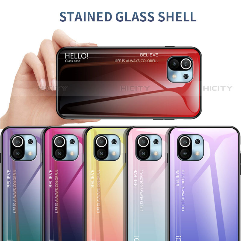 Custodia Silicone Specchio Laterale Sfumato Arcobaleno Cover H02 per Xiaomi Mi 11 Lite 5G