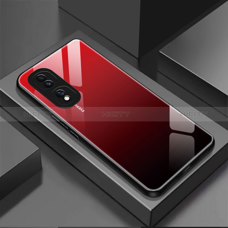 Custodia Silicone Specchio Laterale Sfumato Arcobaleno Cover JM1 per Huawei Honor 80 Pro 5G Rosso