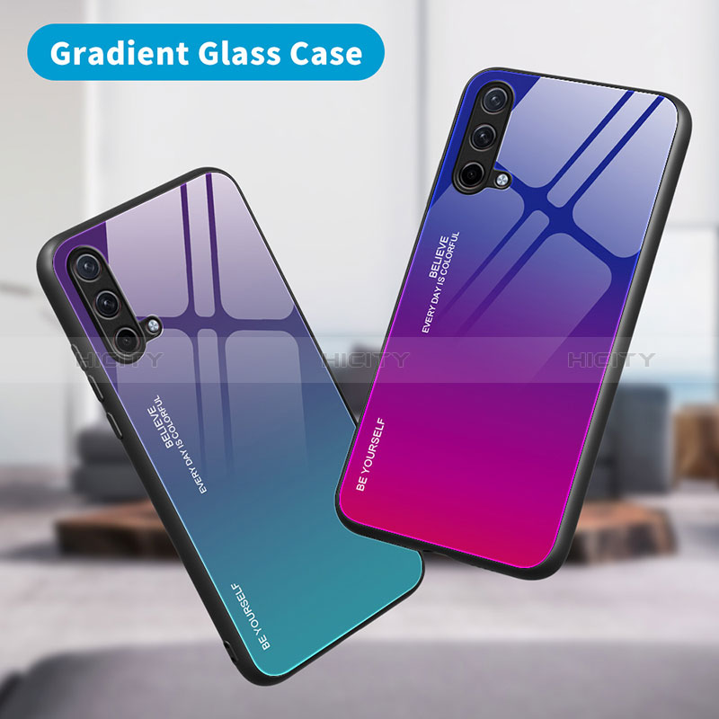 Custodia Silicone Specchio Laterale Sfumato Arcobaleno Cover JM1 per OnePlus Nord CE 5G