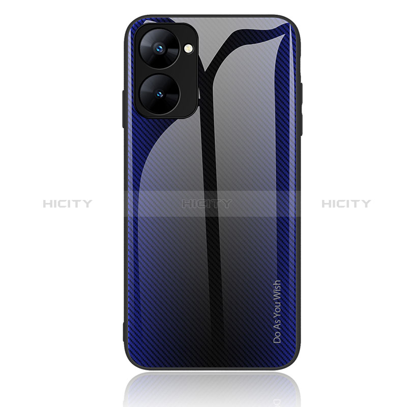 Custodia Silicone Specchio Laterale Sfumato Arcobaleno Cover JM1 per Realme 10S 5G Blu Notte