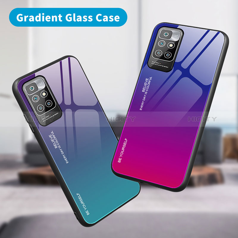 Custodia Silicone Specchio Laterale Sfumato Arcobaleno Cover JM1 per Xiaomi Redmi Note 11 4G (2021)