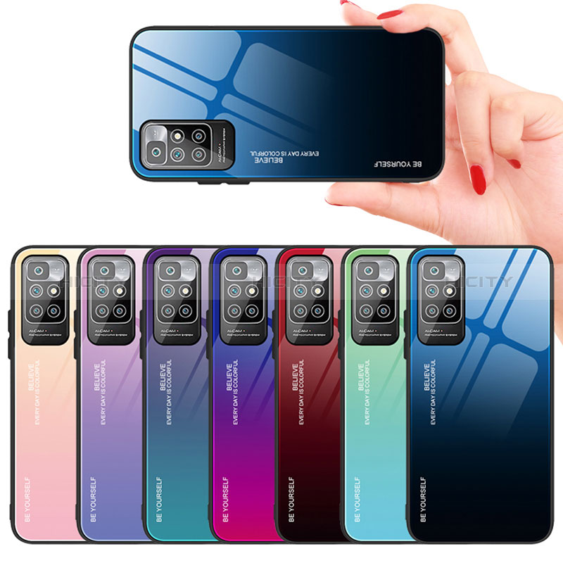 Custodia Silicone Specchio Laterale Sfumato Arcobaleno Cover JM1 per Xiaomi Redmi Note 11 4G (2021)