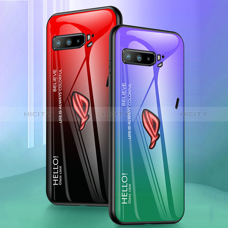 Custodia Silicone Specchio Laterale Sfumato Arcobaleno Cover LS1 per Asus ROG Phone 3 Strix ZS661KS