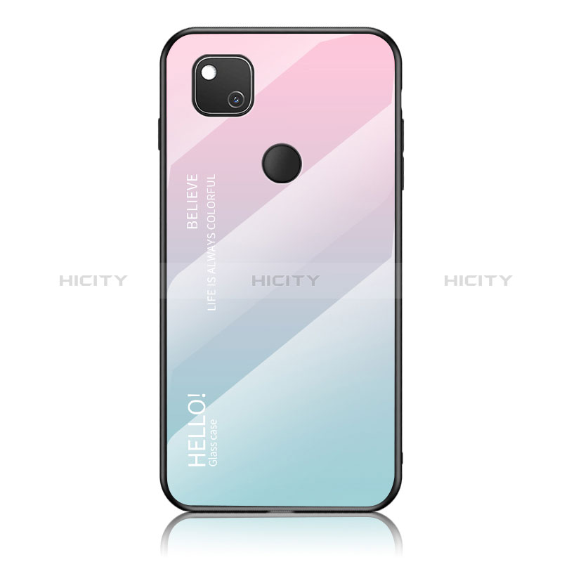 Custodia Silicone Specchio Laterale Sfumato Arcobaleno Cover LS1 per Google Pixel 4a